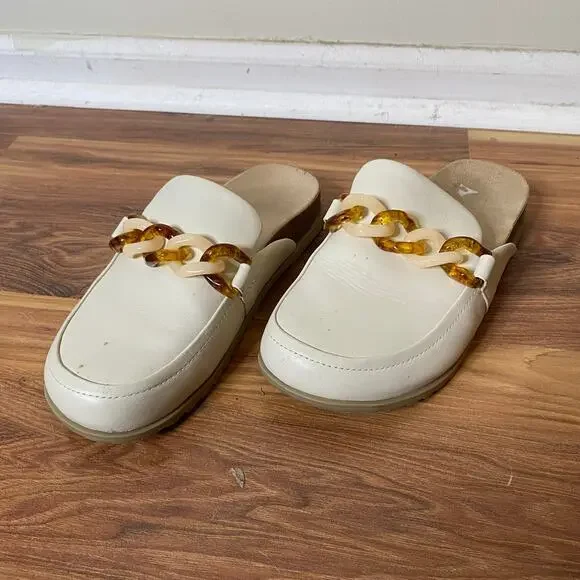 VIONIC Georgie Chain Detail Mule Clog Cream Leather Size 7.5 - Picture 11 of 11